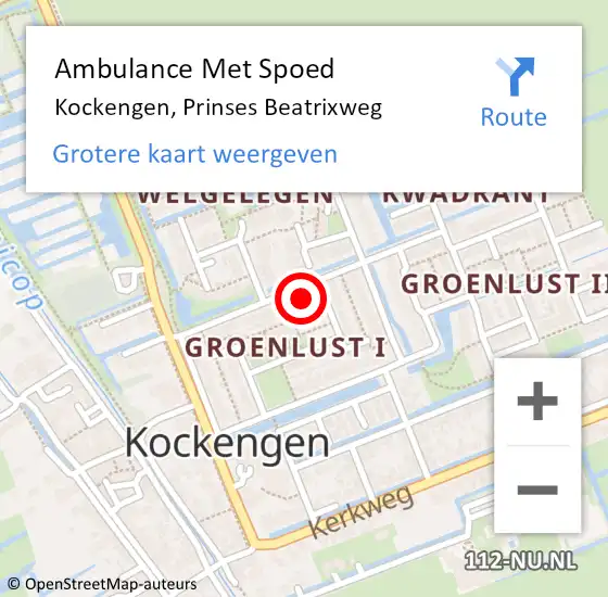 Locatie op kaart van de 112 melding: Ambulance Met Spoed Naar Kockengen, Prinses Beatrixweg op 30 april 2018 18:41