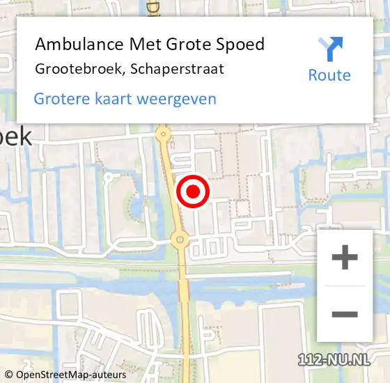 Locatie op kaart van de 112 melding: Ambulance Met Grote Spoed Naar Grootebroek, Schaperstraat op 30 april 2018 19:12