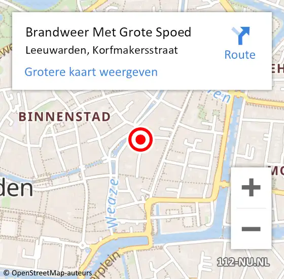 Locatie op kaart van de 112 melding: Brandweer Met Grote Spoed Naar Leeuwarden, Korfmakersstraat op 23 februari 2014 21:34