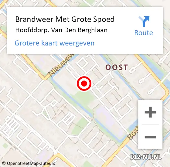 Locatie op kaart van de 112 melding: Brandweer Met Grote Spoed Naar Hoofddorp, Van Den Berghlaan op 30 april 2018 19:24