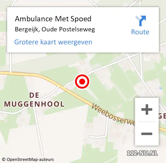 Locatie op kaart van de 112 melding: Ambulance Met Spoed Naar Bergeijk, Oude Postelseweg op 30 april 2018 19:42