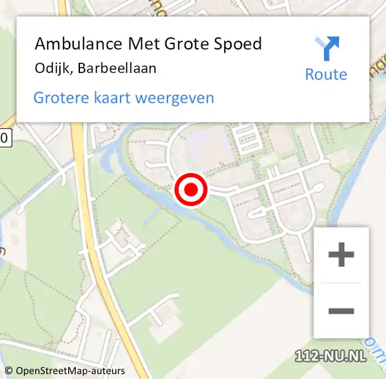 Locatie op kaart van de 112 melding: Ambulance Met Grote Spoed Naar Odijk, Barbeellaan op 30 april 2018 20:01