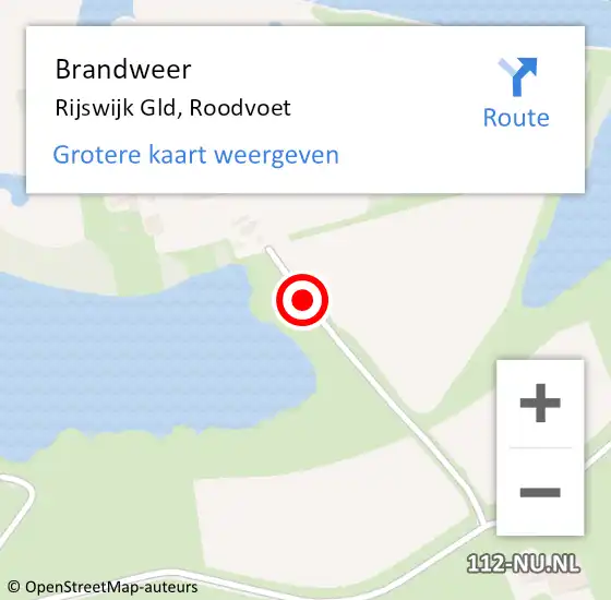 Locatie op kaart van de 112 melding: Brandweer Rijswijk Gld, Roodvoet op 30 april 2018 20:47