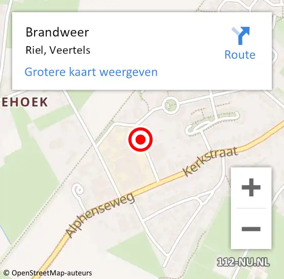 Locatie op kaart van de 112 melding: Brandweer Riel, Veertels op 30 april 2018 21:08