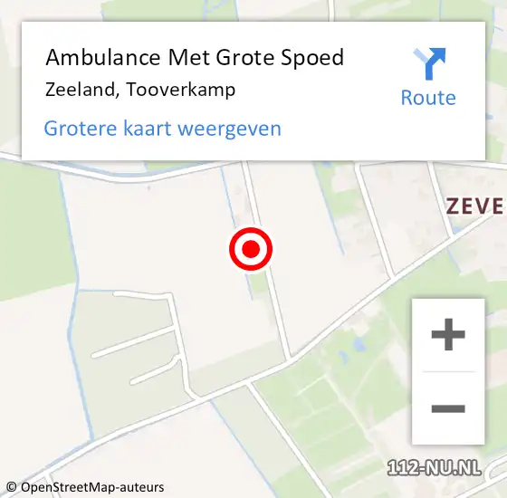 Locatie op kaart van de 112 melding: Ambulance Met Grote Spoed Naar Zeeland, Tooverkamp op 30 april 2018 21:12