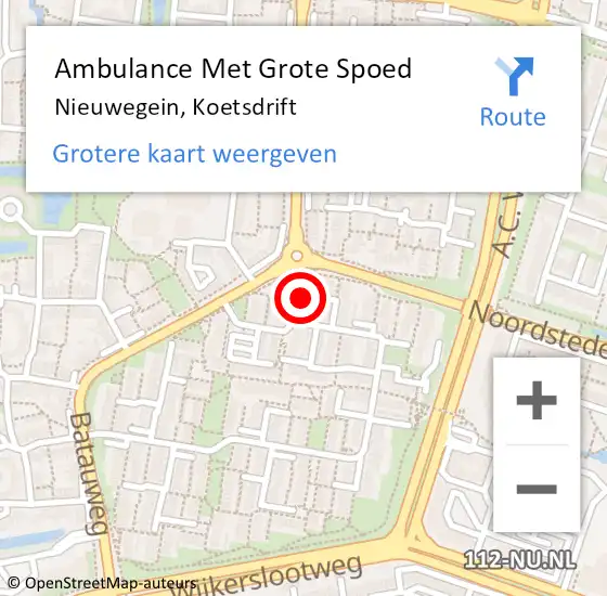 Locatie op kaart van de 112 melding: Ambulance Met Grote Spoed Naar Nieuwegein, Koetsdrift op 30 april 2018 21:17