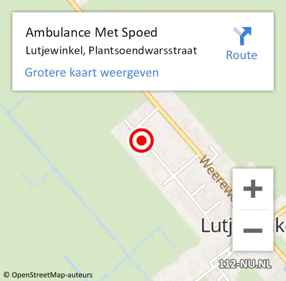 Locatie op kaart van de 112 melding: Ambulance Met Spoed Naar Lutjewinkel, Plantsoendwarsstraat op 30 april 2018 21:38