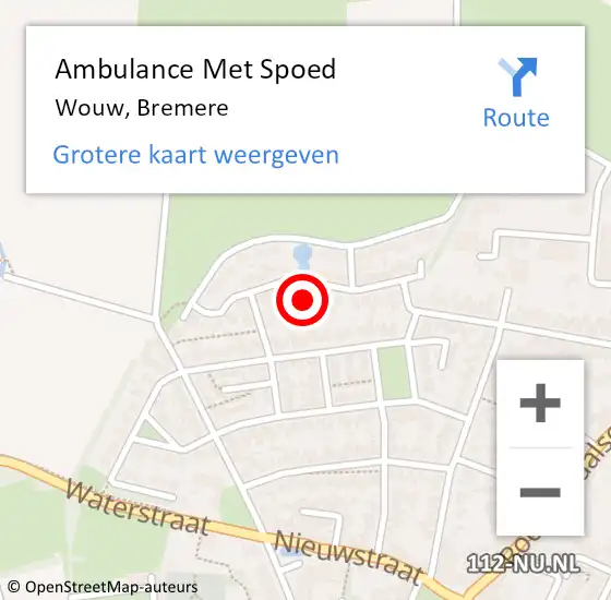 Locatie op kaart van de 112 melding: Ambulance Met Spoed Naar Wouw, Bremere op 30 april 2018 23:10