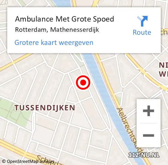 Locatie op kaart van de 112 melding: Ambulance Met Grote Spoed Naar Rotterdam, Mathenesserdijk op 30 april 2018 23:35
