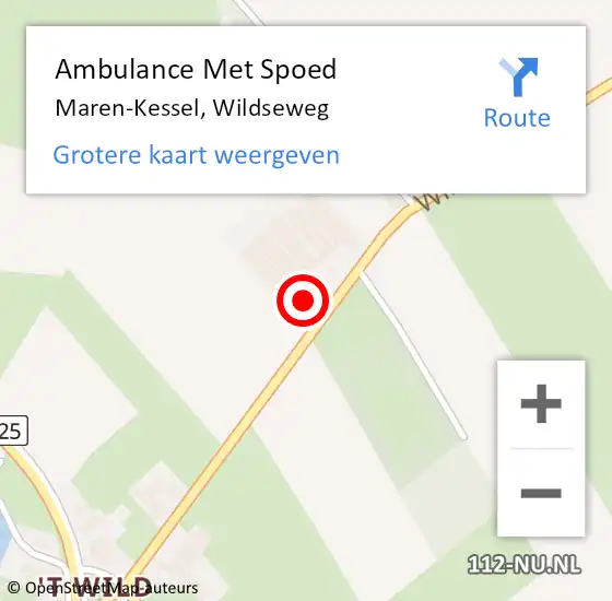 Locatie op kaart van de 112 melding: Ambulance Met Spoed Naar Maren-Kessel, Wildseweg op 30 april 2018 23:44