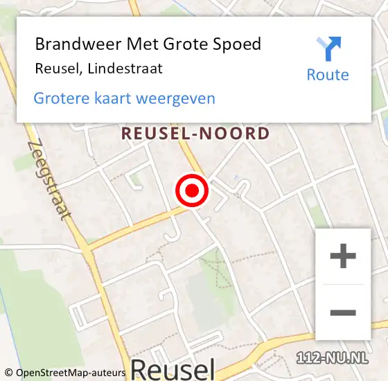 Locatie op kaart van de 112 melding: Brandweer Met Grote Spoed Naar Reusel, Lindestraat op 30 april 2018 23:59