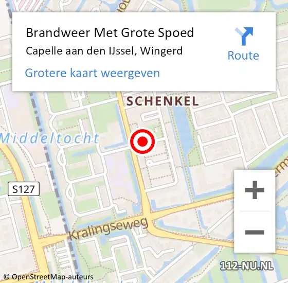 Locatie op kaart van de 112 melding: Brandweer Met Grote Spoed Naar Capelle aan den IJssel, Wingerd op 1 mei 2018 00:31