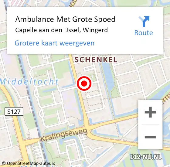 Locatie op kaart van de 112 melding: Ambulance Met Grote Spoed Naar Capelle aan den IJssel, Wingerd op 1 mei 2018 00:34