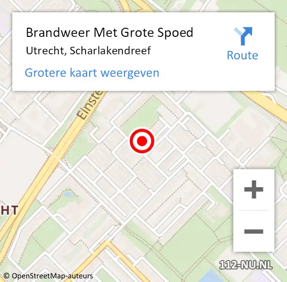 Locatie op kaart van de 112 melding: Brandweer Met Grote Spoed Naar Utrecht, Scharlakendreef op 1 mei 2018 02:49
