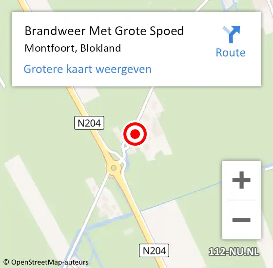 Locatie op kaart van de 112 melding: Brandweer Met Grote Spoed Naar Montfoort, Blokland op 1 mei 2018 03:03