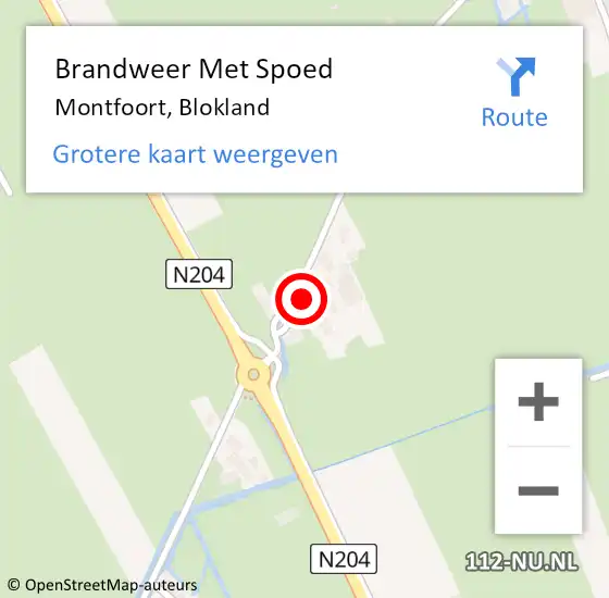 Locatie op kaart van de 112 melding: Brandweer Met Spoed Naar Montfoort, Blokland op 1 mei 2018 03:49