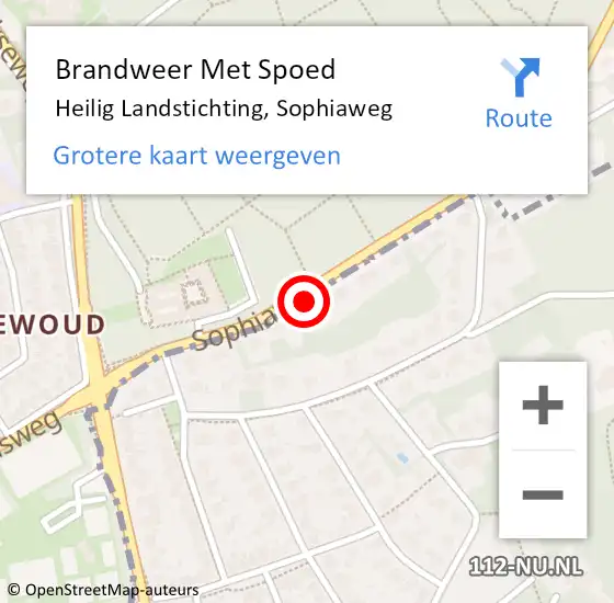 Locatie op kaart van de 112 melding: Brandweer Met Spoed Naar Heilig Landstichting, Sophiaweg op 1 mei 2018 04:04