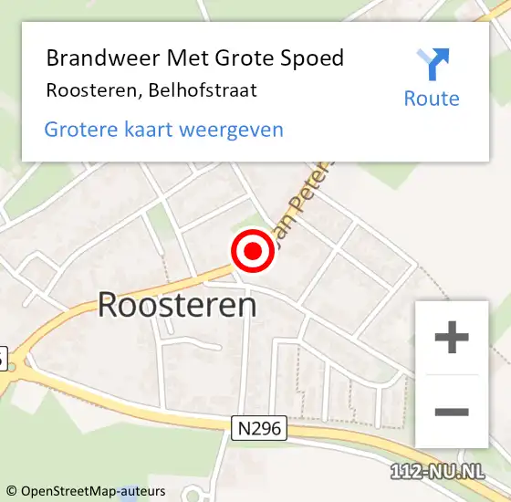 Locatie op kaart van de 112 melding: Brandweer Met Grote Spoed Naar Roosteren, Belhofstraat op 1 mei 2018 05:43