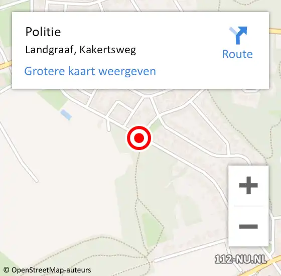 Locatie op kaart van de 112 melding: Politie Landgraaf, Kakertsweg op 1 mei 2018 06:42