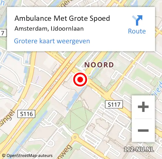 Locatie op kaart van de 112 melding: Ambulance Met Grote Spoed Naar Amsterdam, IJdoornlaan op 1 mei 2018 07:55