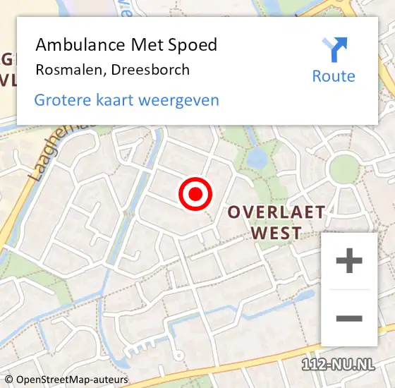 Locatie op kaart van de 112 melding: Ambulance Met Spoed Naar Rosmalen, Dreesborch op 1 mei 2018 09:09