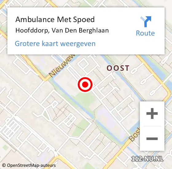 Locatie op kaart van de 112 melding: Ambulance Met Spoed Naar Hoofddorp, Van Den Berghlaan op 1 mei 2018 09:13
