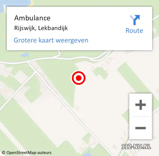 Locatie op kaart van de 112 melding: Ambulance Rijswijk, Lekbandijk op 1 mei 2018 09:21