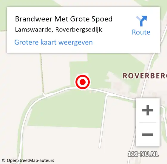 Locatie op kaart van de 112 melding: Brandweer Met Grote Spoed Naar Lamswaarde, Roverbergsedijk op 1 mei 2018 09:29