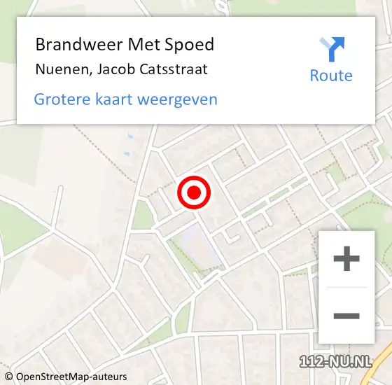 Locatie op kaart van de 112 melding: Brandweer Met Spoed Naar Nuenen, Jacob Catsstraat op 1 mei 2018 10:12
