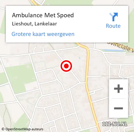 Locatie op kaart van de 112 melding: Ambulance Met Spoed Naar Lieshout, Lankelaar op 1 mei 2018 10:22