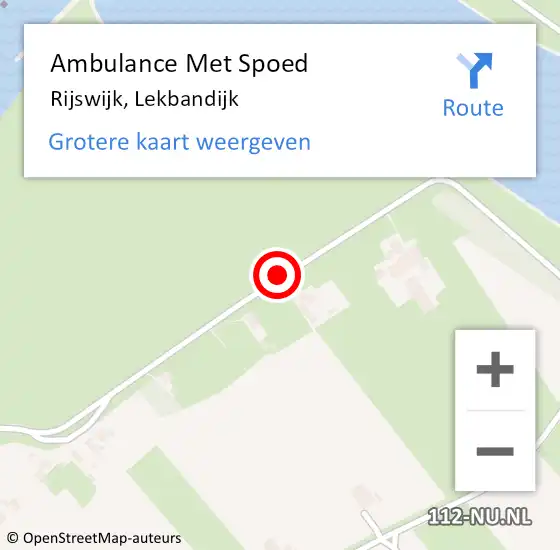 Locatie op kaart van de 112 melding: Ambulance Met Spoed Naar Rijswijk, Lekbandijk op 1 mei 2018 10:28