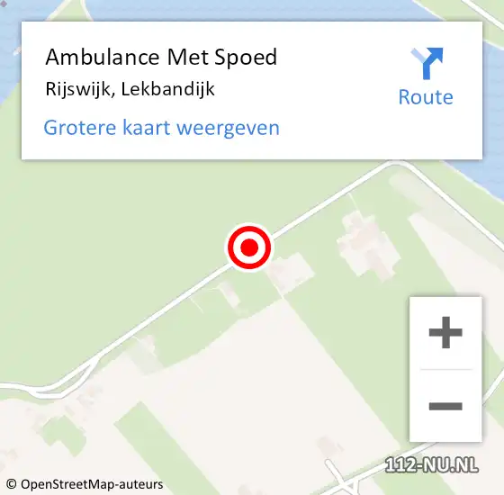 Locatie op kaart van de 112 melding: Ambulance Met Spoed Naar Rijswijk, Lekbandijk op 1 mei 2018 10:32