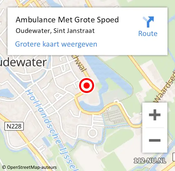 Locatie op kaart van de 112 melding: Ambulance Met Grote Spoed Naar Oudewater, Sint Janstraat op 1 mei 2018 11:00