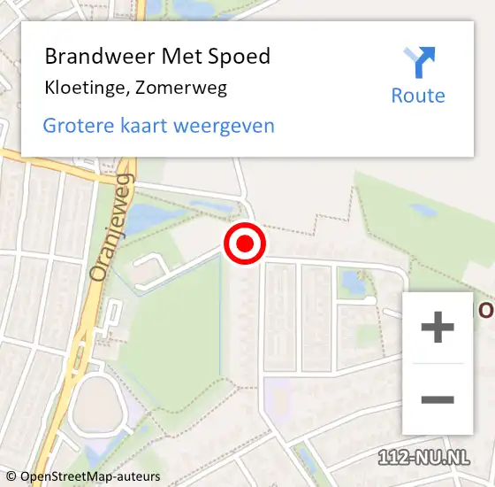 Locatie op kaart van de 112 melding: Brandweer Met Spoed Naar Kloetinge, Zomerweg op 1 mei 2018 11:23