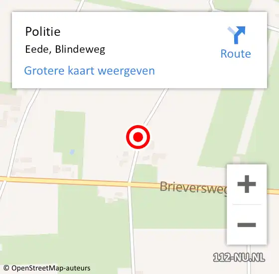 Locatie op kaart van de 112 melding: Politie Eede, Blindeweg op 1 mei 2018 11:28