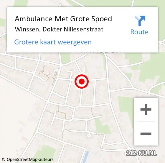 Locatie op kaart van de 112 melding: Ambulance Met Grote Spoed Naar Winssen, Dokter Nillesenstraat op 1 mei 2018 11:33