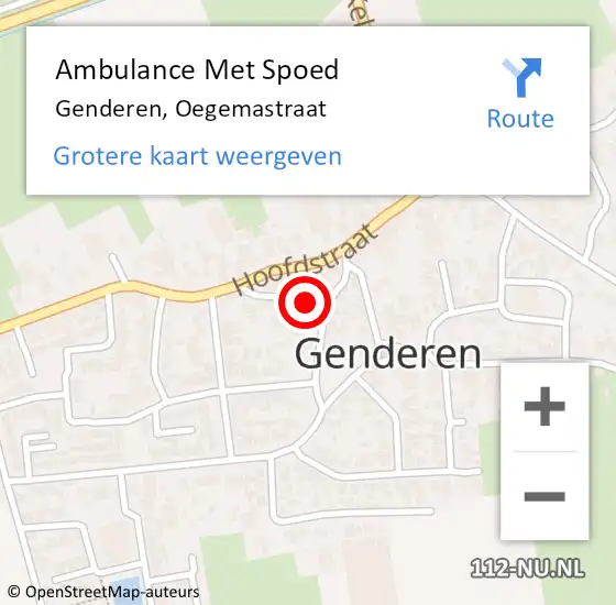 Locatie op kaart van de 112 melding: Ambulance Met Spoed Naar Genderen, Oegemastraat op 1 mei 2018 12:19