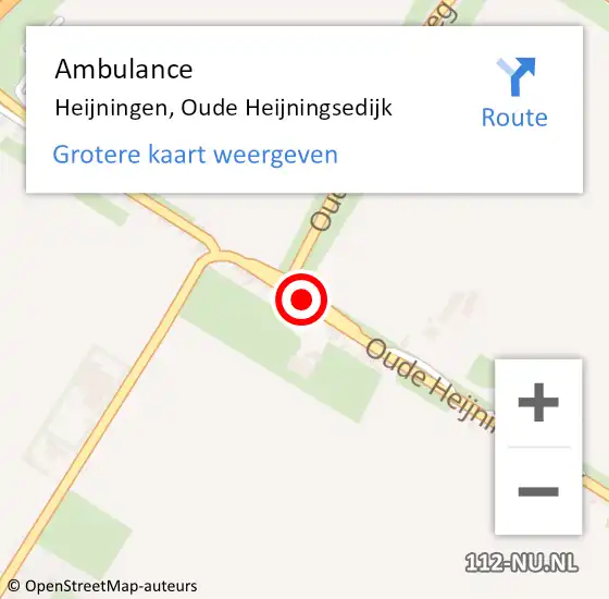 Locatie op kaart van de 112 melding: Ambulance Heijningen, Oude Heijningsedijk op 1 mei 2018 12:26