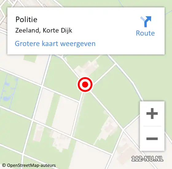 Locatie op kaart van de 112 melding: Politie Zeeland, Korte Dijk op 1 mei 2018 13:57