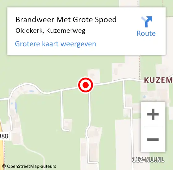 Locatie op kaart van de 112 melding: Brandweer Met Grote Spoed Naar Oldekerk, Kuzemerweg op 1 mei 2018 14:26