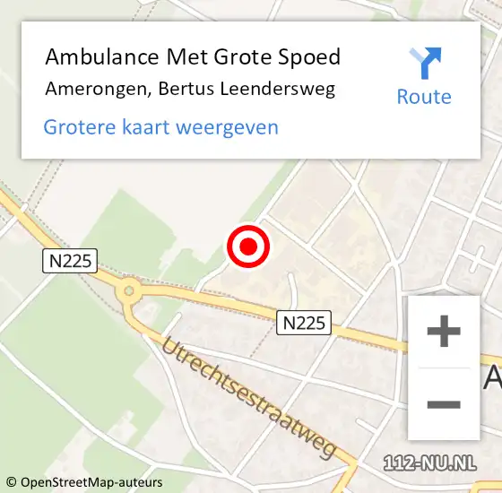 Locatie op kaart van de 112 melding: Ambulance Met Grote Spoed Naar Amerongen, Bertus Leendersweg op 1 mei 2018 14:28