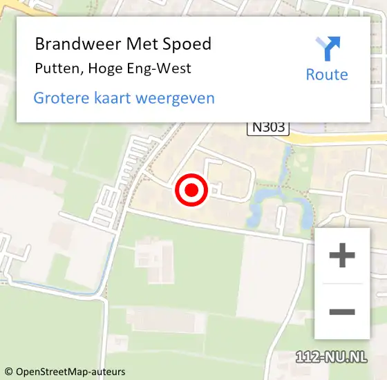 Locatie op kaart van de 112 melding: Brandweer Met Spoed Naar Putten, Hoge Eng-West op 1 mei 2018 14:45