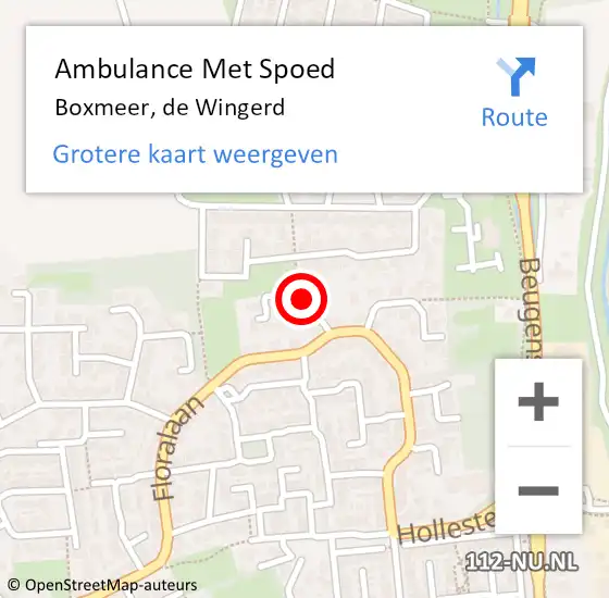 Locatie op kaart van de 112 melding: Ambulance Met Spoed Naar Boxmeer, de Wingerd op 1 mei 2018 15:49