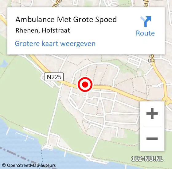 Locatie op kaart van de 112 melding: Ambulance Met Grote Spoed Naar Rhenen, Hofstraat op 23 februari 2014 23:40