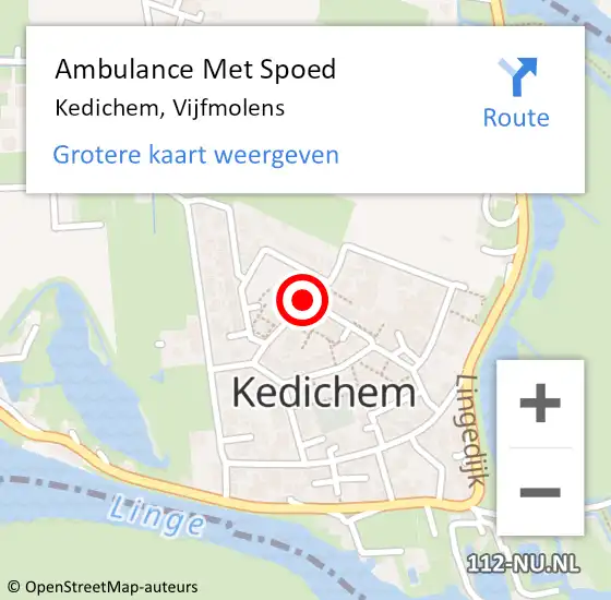 Locatie op kaart van de 112 melding: Ambulance Met Spoed Naar Kedichem, Vijfmolens op 1 mei 2018 16:28