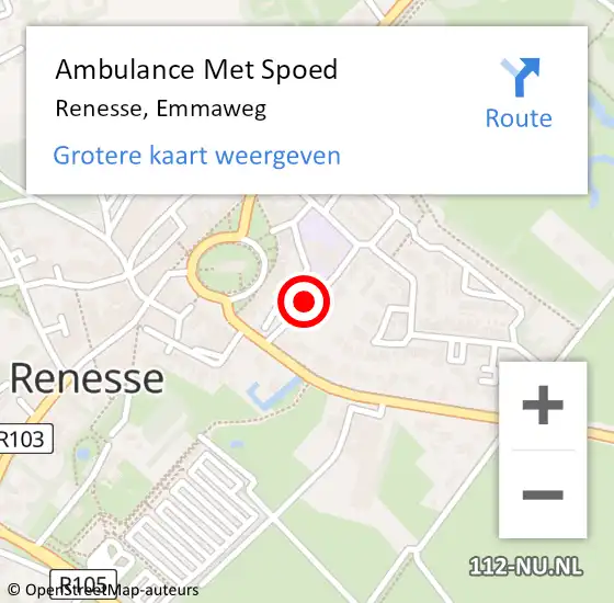 Locatie op kaart van de 112 melding: Ambulance Met Spoed Naar Renesse, Emmaweg op 1 mei 2018 16:39