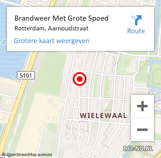Locatie op kaart van de 112 melding: Brandweer Met Grote Spoed Naar Rotterdam, Aarnoudstraat op 1 mei 2018 17:12