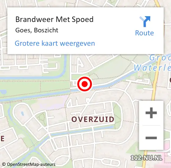 Locatie op kaart van de 112 melding: Brandweer Met Spoed Naar Goes, Boszicht op 1 mei 2018 17:20