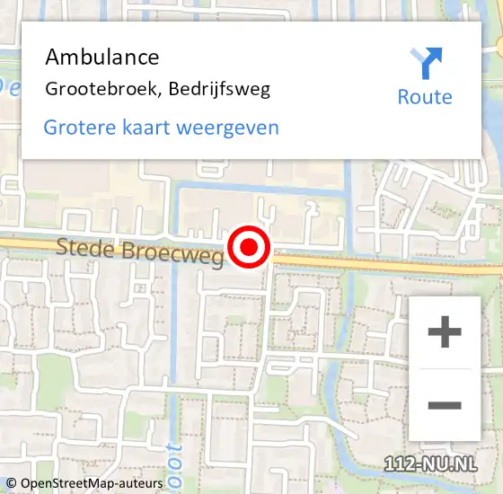 Locatie op kaart van de 112 melding: Ambulance Grootebroek, Bedrijfsweg op 1 mei 2018 17:26