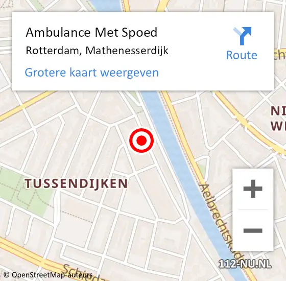 Locatie op kaart van de 112 melding: Ambulance Met Spoed Naar Rotterdam, Mathenesserdijk op 1 mei 2018 17:42